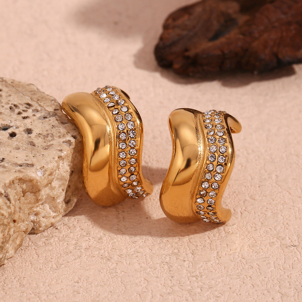 Bright Wave · Semi-zirconium C ring earrings