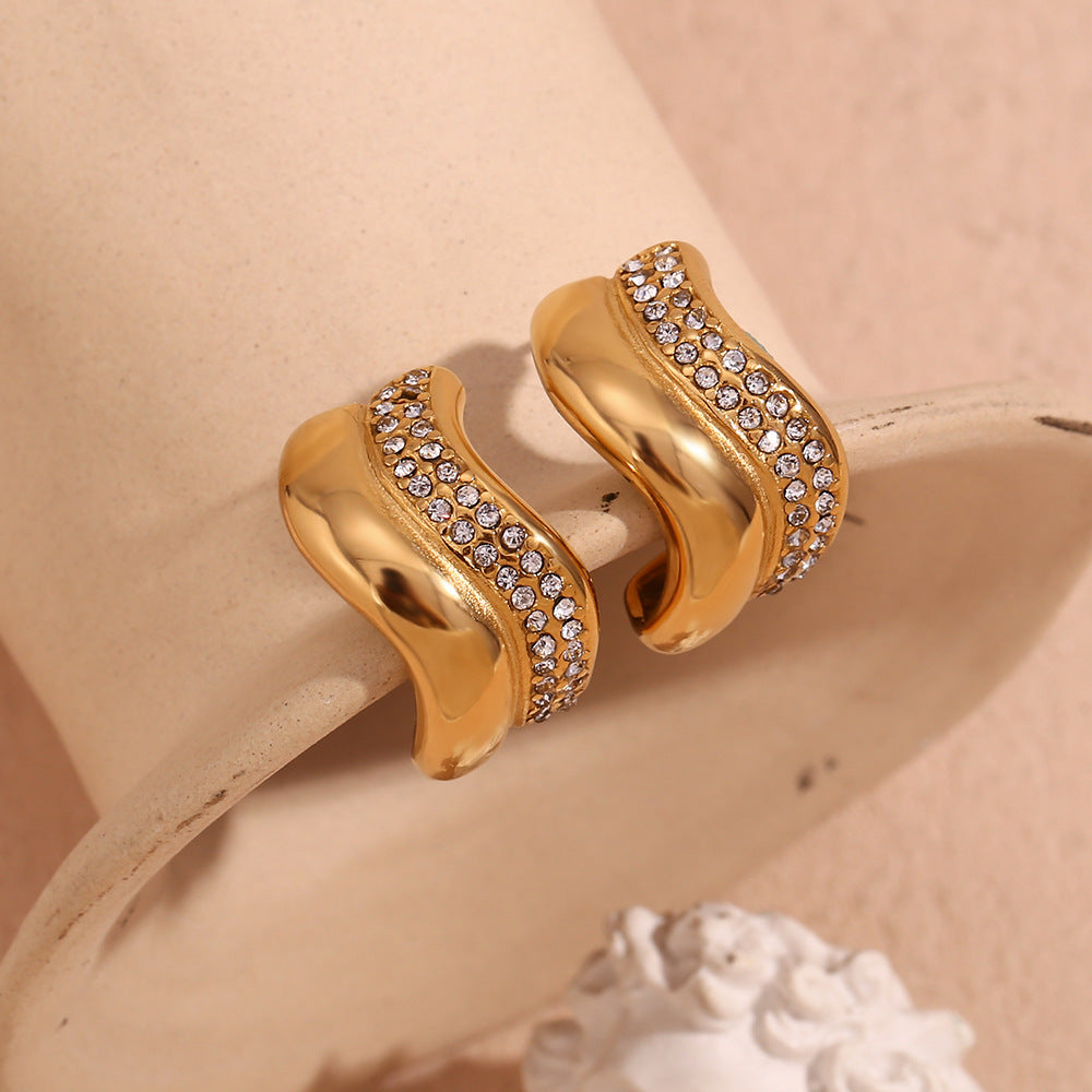 Bright Wave · Semi-zirconium C ring earrings