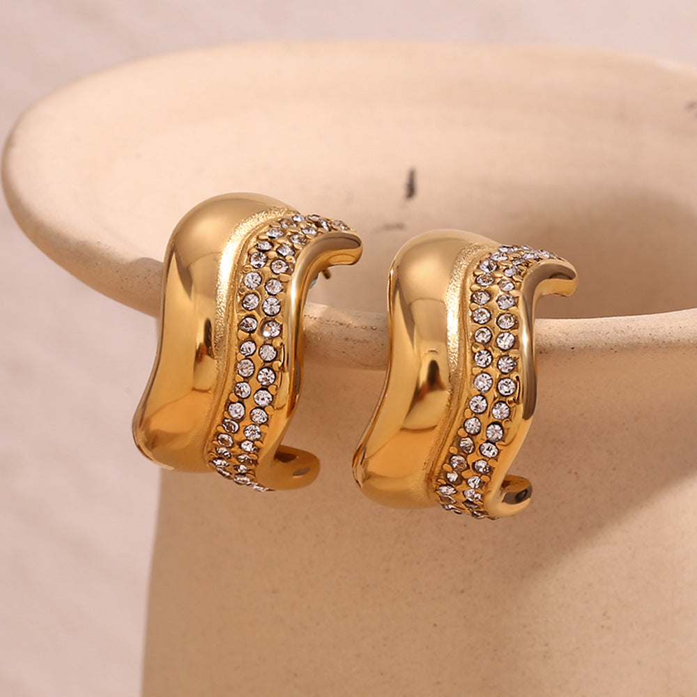 Bright Wave · Semi-zirconium C ring earrings