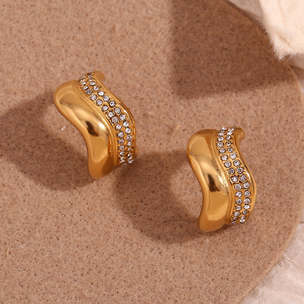 Bright Wave · Semi-zirconium C ring earrings