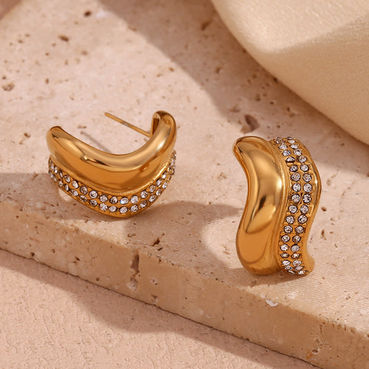 Bright Wave · Semi-zirconium C ring earrings