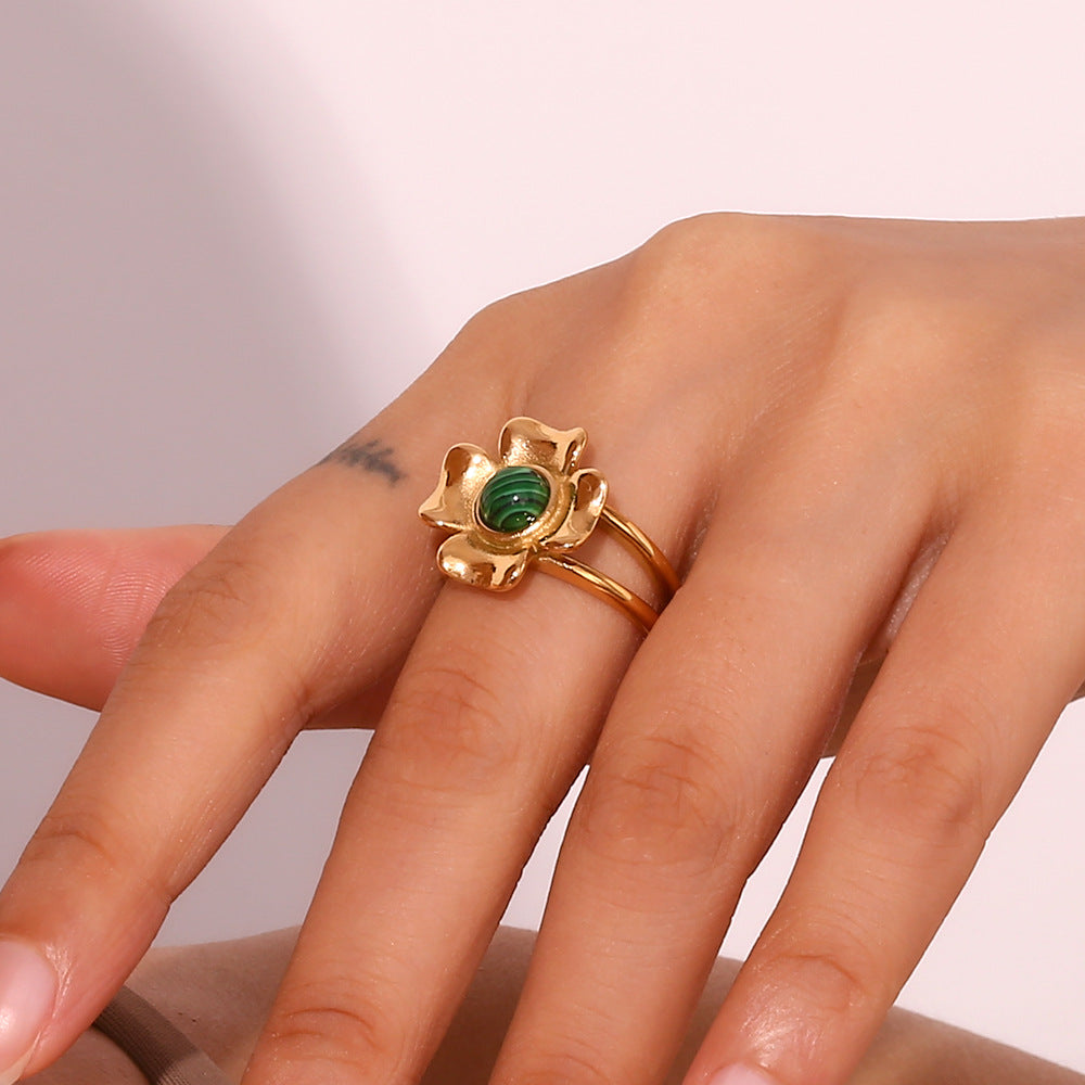 Vintage flower rhyme Sky Stone dream series ring