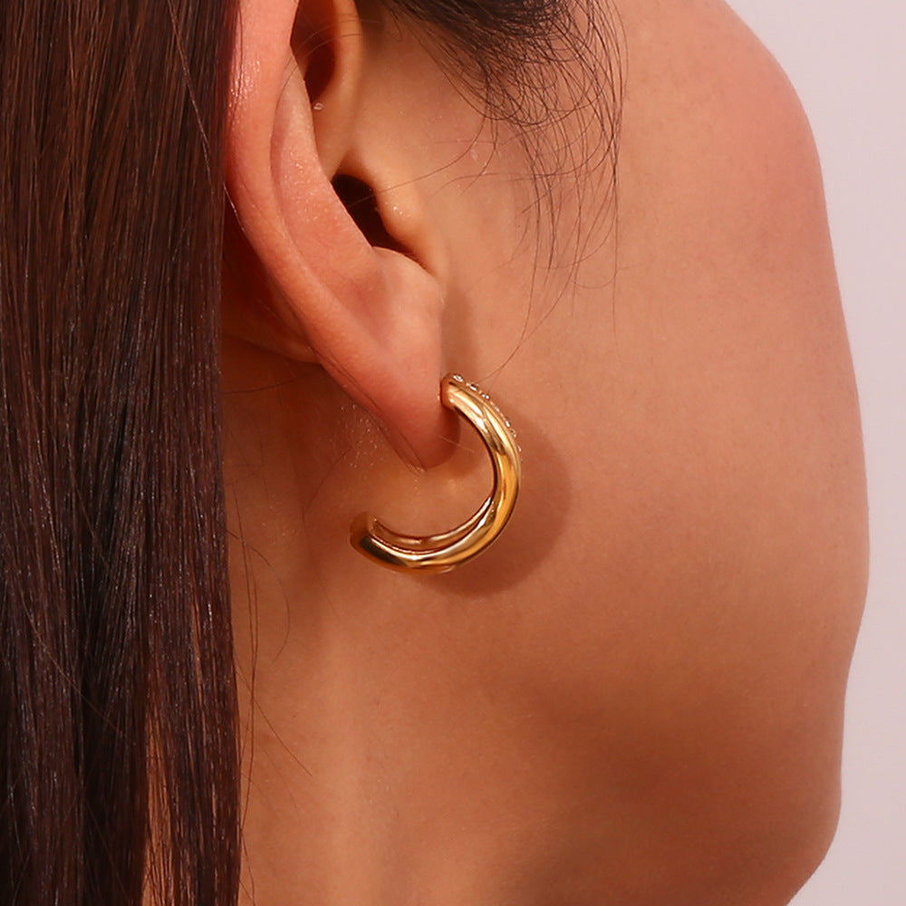 Bright Wave · Semi-zirconium C ring earrings