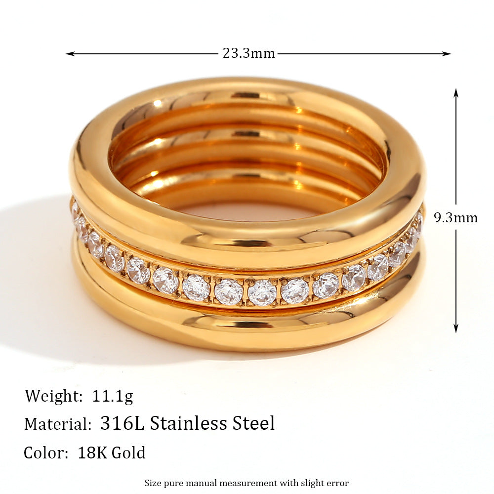 Golden Diamond Crown Classic Trio ring set