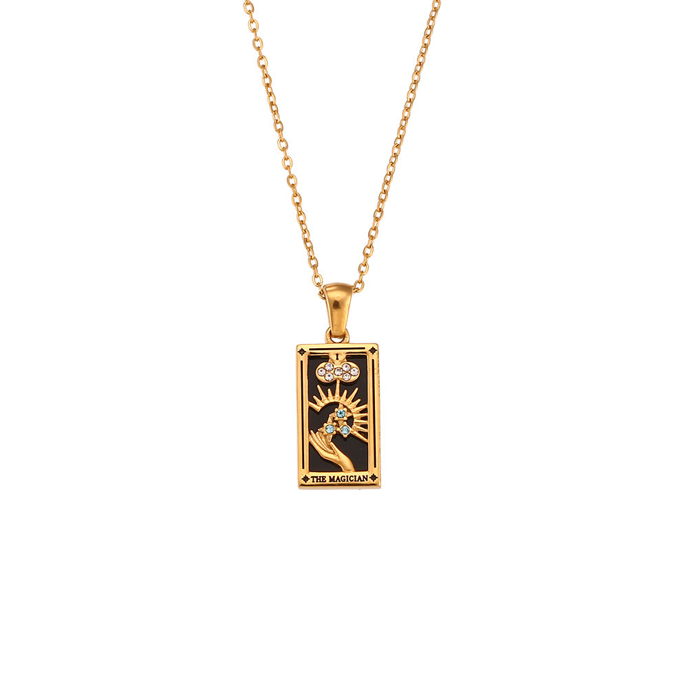 Fashionable retro pop Tarot necklace, waterproof, rust resistant, allergy resistant