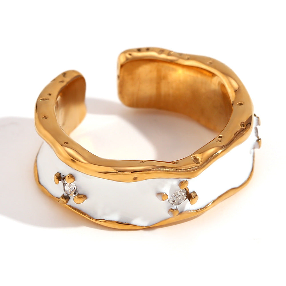 Star Heart Ring series, stainless steel plated 18K gold