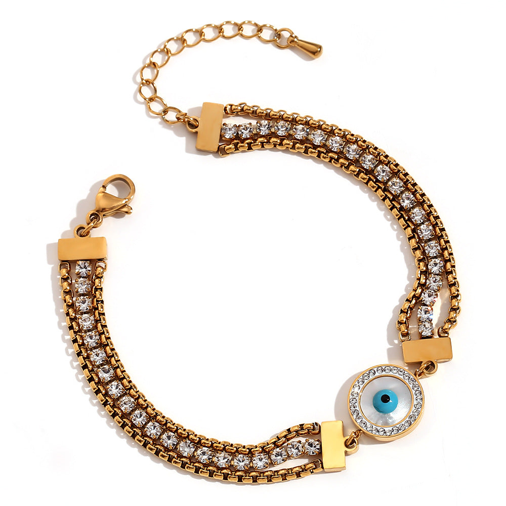 Blue eyes bright gold chain dream bracelet