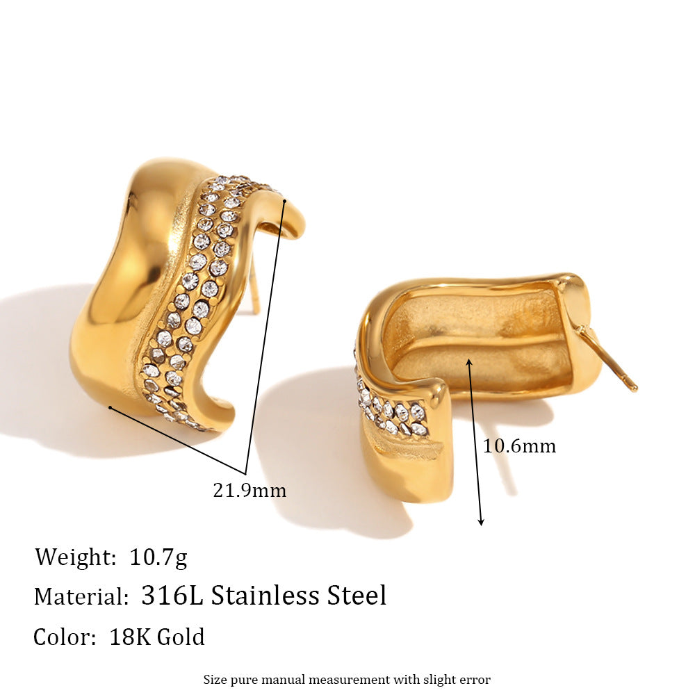 Bright Wave · Semi-zirconium C ring earrings