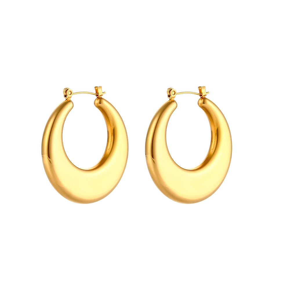 Fashion item, stainless steel plated 18K solid smooth earrings jewelry, INS style