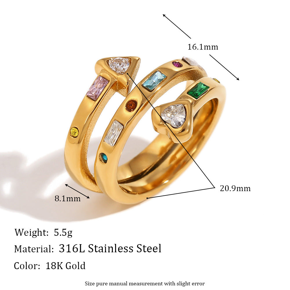 Dream Peach heart Zirconium color series ring