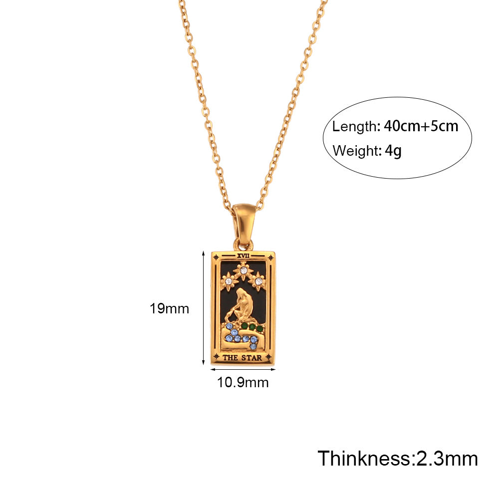 Fashionable retro pop Tarot necklace, waterproof, rust resistant, allergy resistant