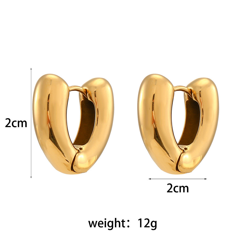 Fashion item, stainless steel plated 18K solid smooth earrings jewelry, INS style