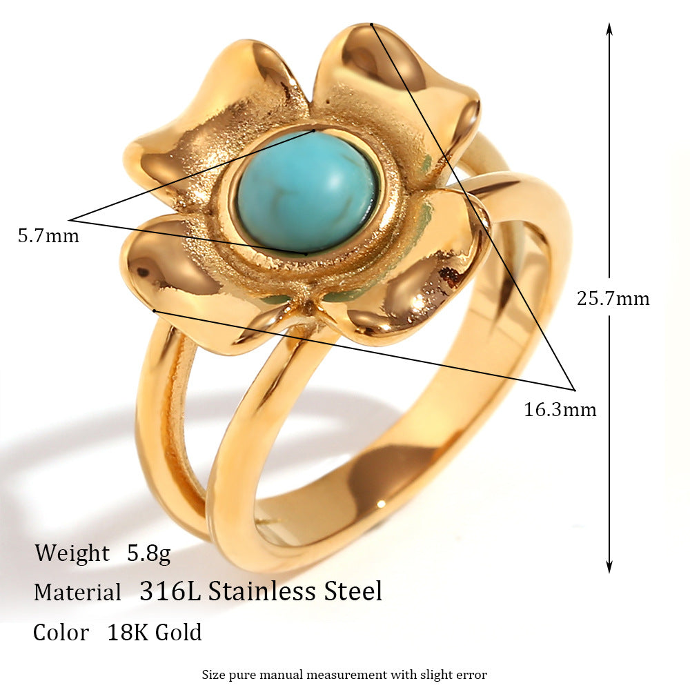 Vintage flower rhyme Sky Stone dream series ring