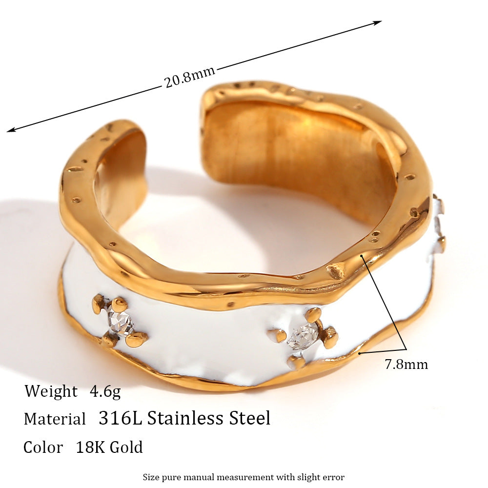 Star Heart Ring series, stainless steel plated 18K gold