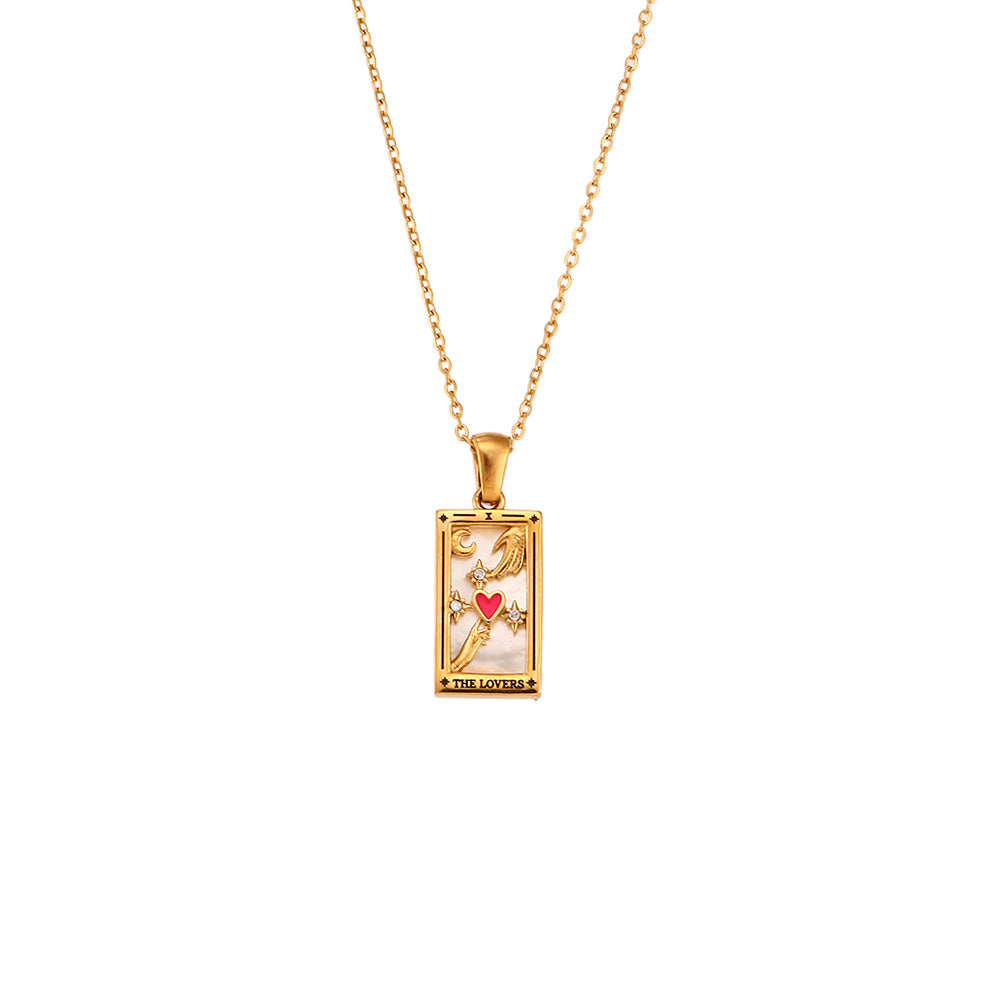 Fashionable retro pop Tarot necklace, waterproof, rust resistant, allergy resistant