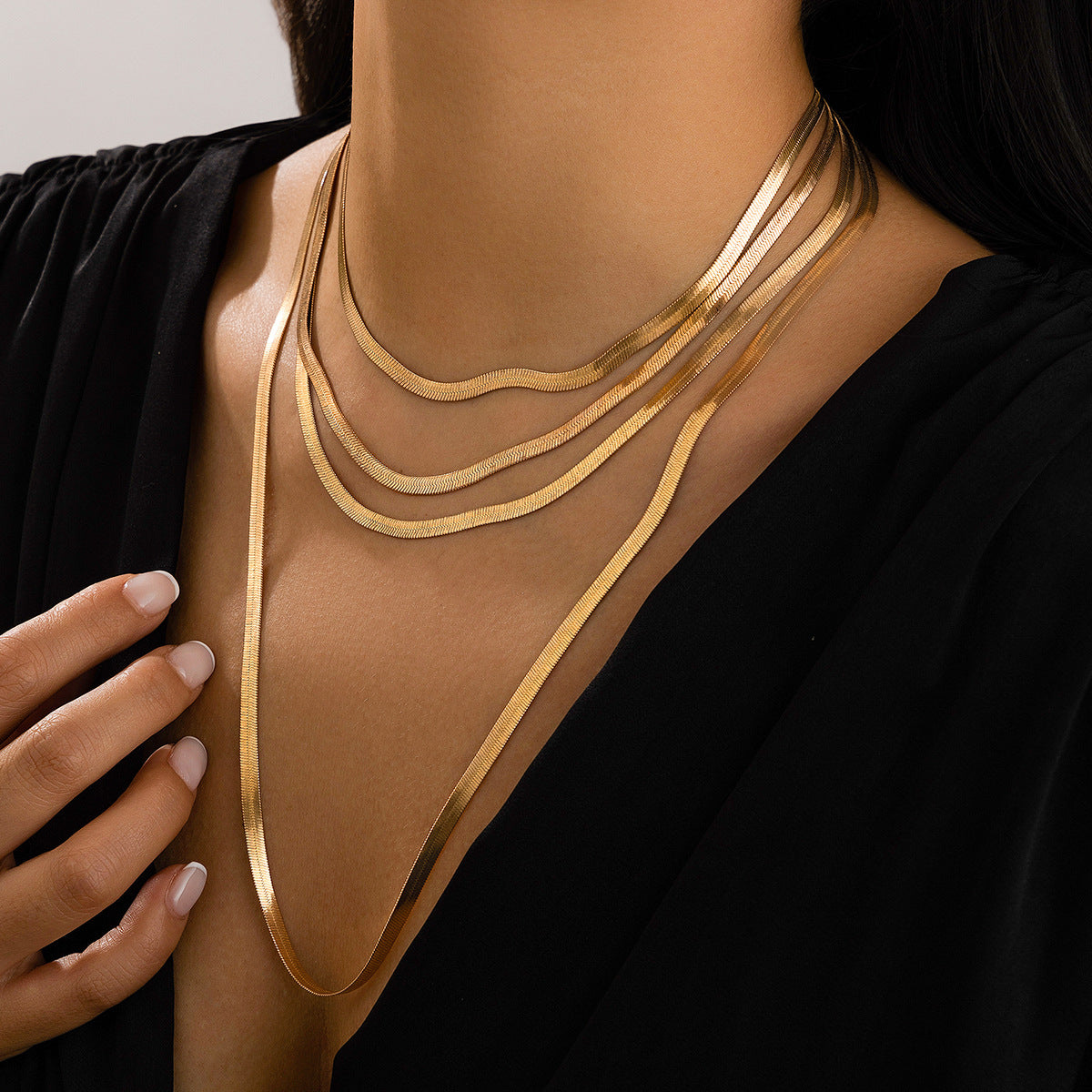 Luminous Circles·Layered Gold Chain Necklace