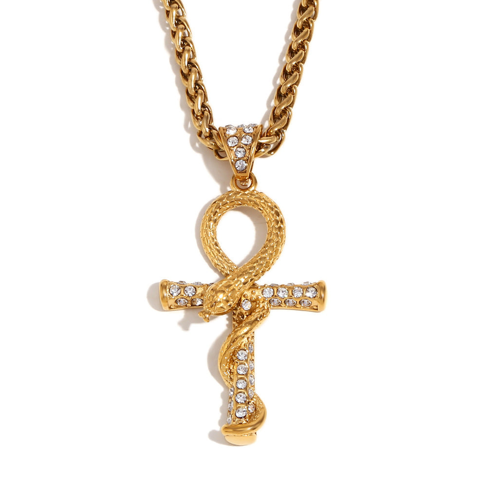 Mystical Totem Snake Shadow Cross Necklace Collection